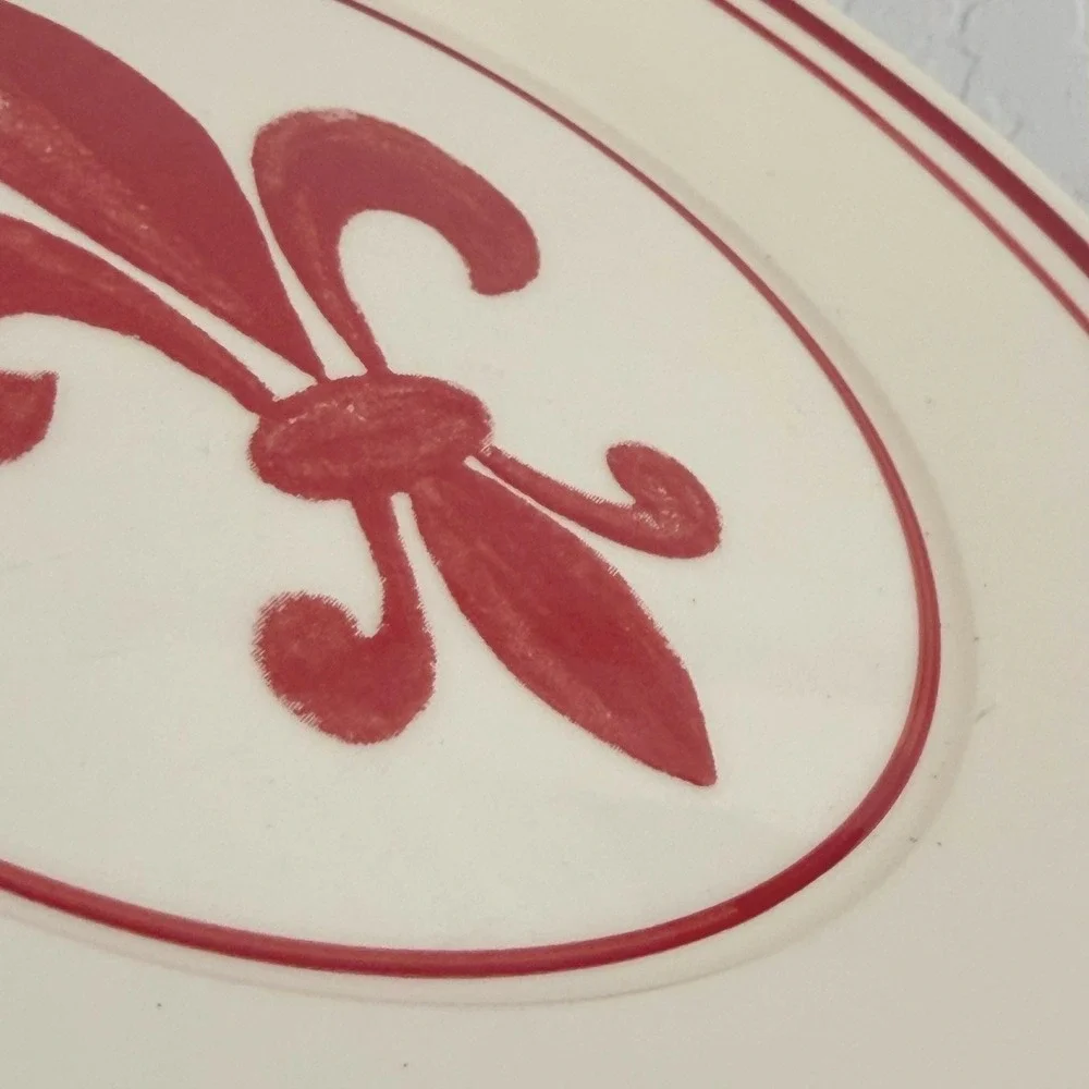 Lot of Three Fleur De Lis William‎ Sonoma Plates Red 8